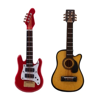 

2 Pcs 1:12 Dollhouse Miniature Music Instrument Acoustic Guitar, a & B
