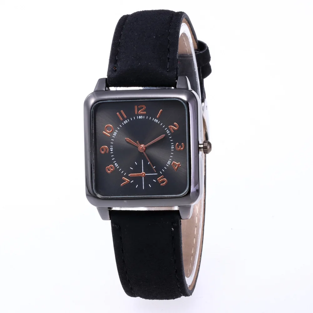 

Wish Hot Selling Fashion Women's Square Head Belt Watch Classic with Numbers Quartz Students COUPLE'S Watch Manufacturers Direct