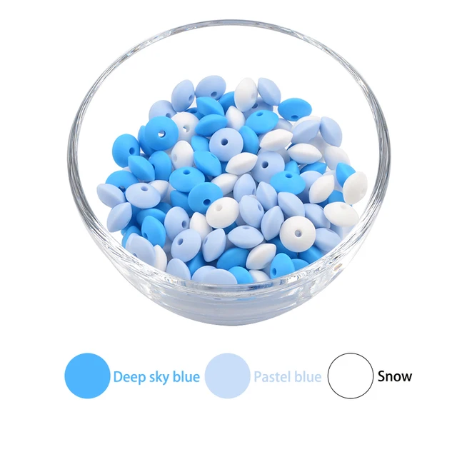LOFCA 50pcs 12mm Silicone Lentil Beads Baby Teething Beads BPA-Free Food Grade Making Baby Oral Care Pacifier Chain  Accessorise set3