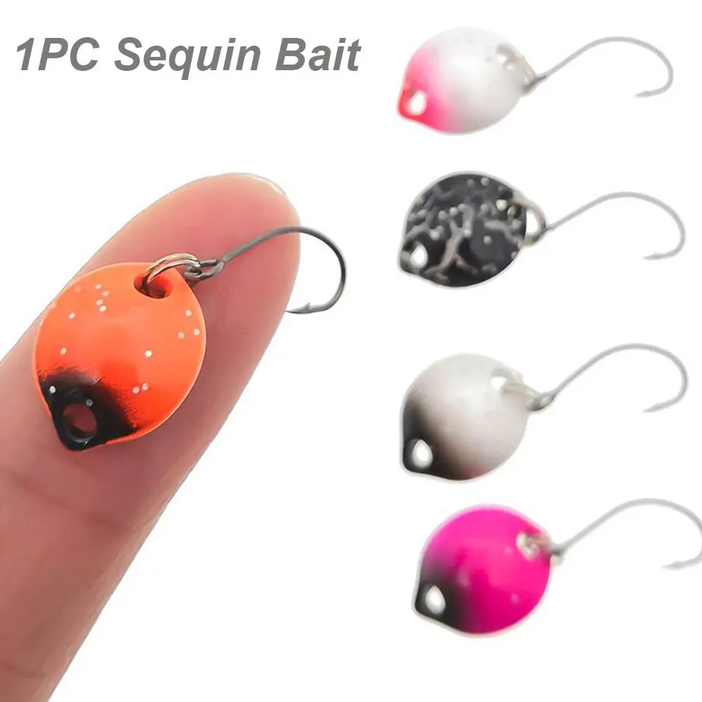 

mini Durable Sequins Noise Paillette Spoon Spinner Fishing metal Lures Crank Bait Treble Hook