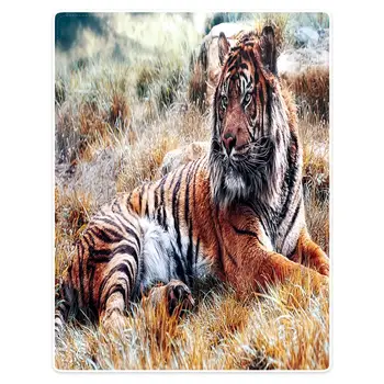 

HommomH 60 "X80" Blanket Throw Comfortable Warm Soft Plush Sofa Blanket Blanket Ferocious Tiger