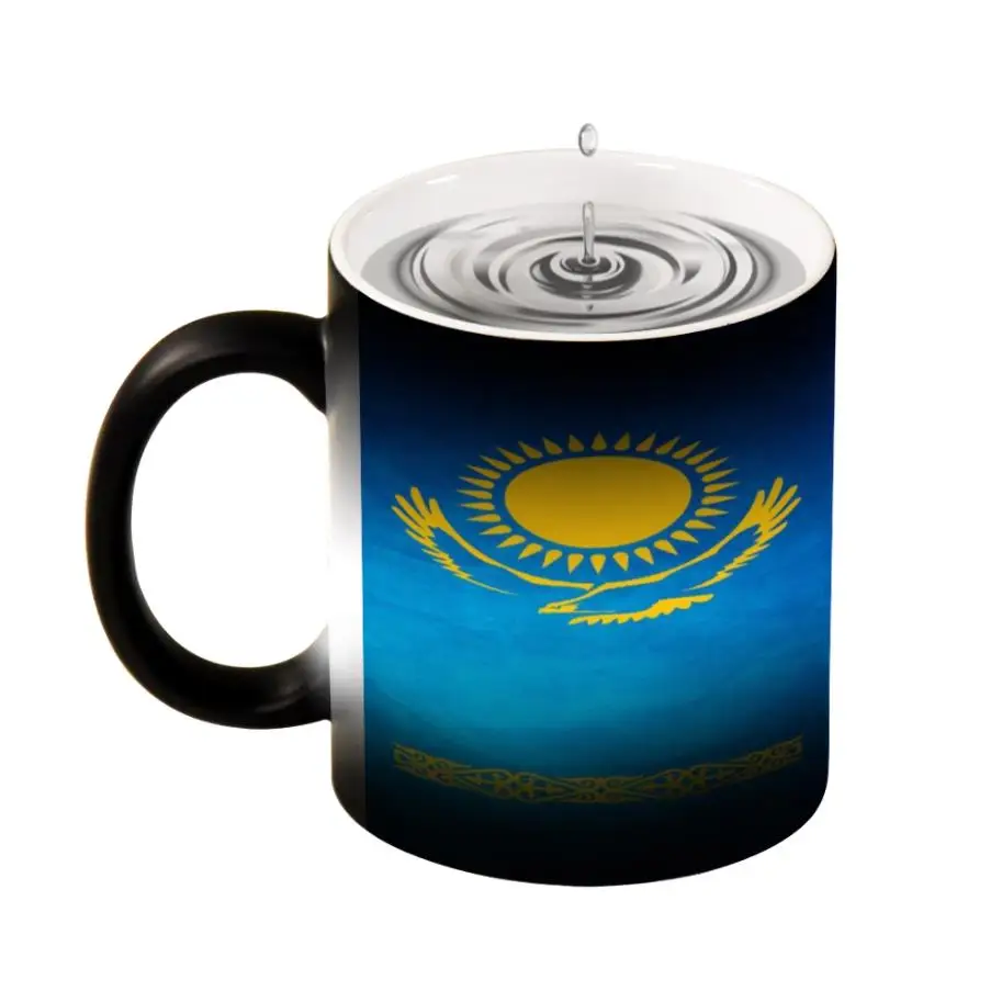 Высокая кружка с флагом Казахстана Волшебная керамическая чашка для кофе воды
