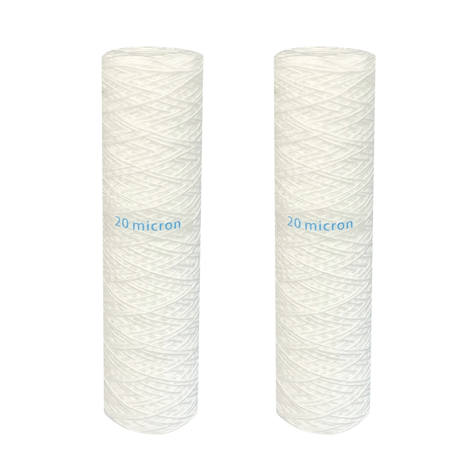 Membrane Solutions 20 Micron String Wound Water Filter Universal Whole House Replacement Cartridge Sediment Filters for Spring Water 10x2.5 - 6 Pack