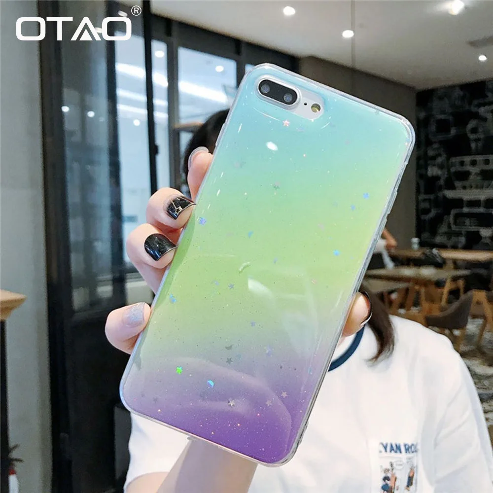 OTAO Блестящий блестящий чехол для huawei P20 P30 Pro mate 20 градиентный эпоксидный Honor 8x20 Nova