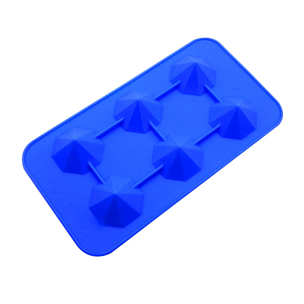 sapphire 6 отверстий 3d бриллианты драгоценный камень холодный лед кубик шоколада силиконовые формы мыльницы формы пенопласта льда лоток силиконовые формы для мороженого - Цвет: sapphire