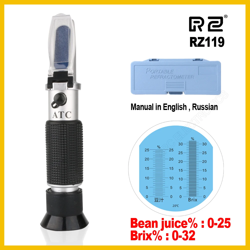 Rz Handheld Portable Refractometer Brix Sugar Refractometro Tester