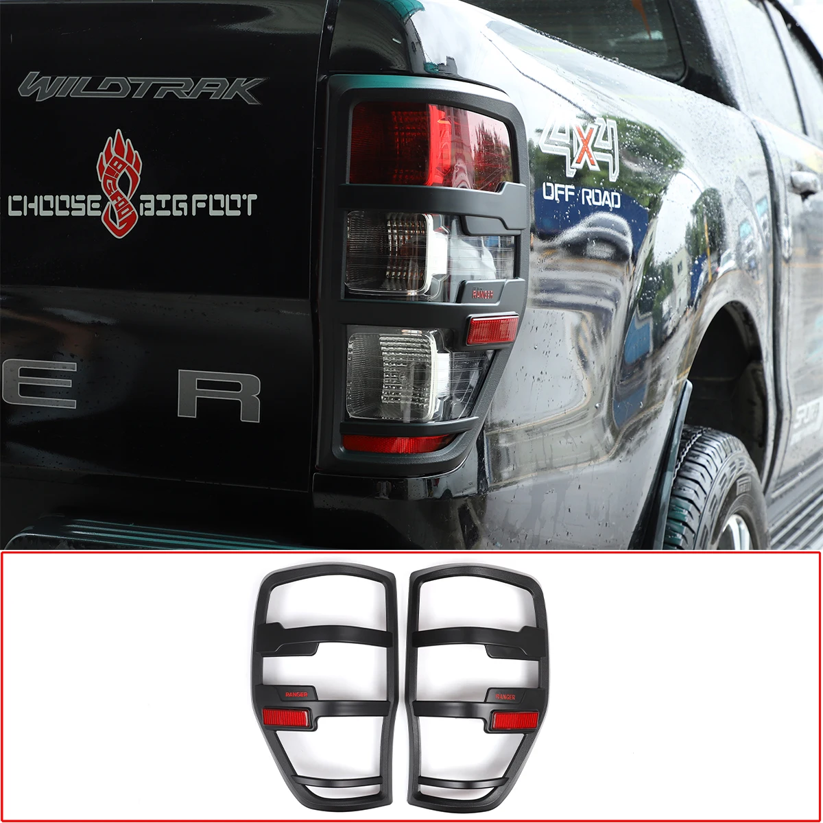 

For 2012-2020 Ford Ranger T6 T7 T8 rear fog lamp protective cover decorative frame, automobile exterior decoration accessories