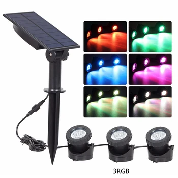 

3 Light RGB Solar Spotlight Outdoor Garden Landscape Underwater Lamp Pool Decor Solar Bollard Light Led Solar Stick Lights