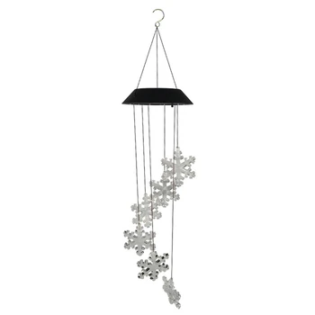 

LED Snowflake Wind Chimes Solar Changing Balcony Child Room Decor Garden Hanging Light