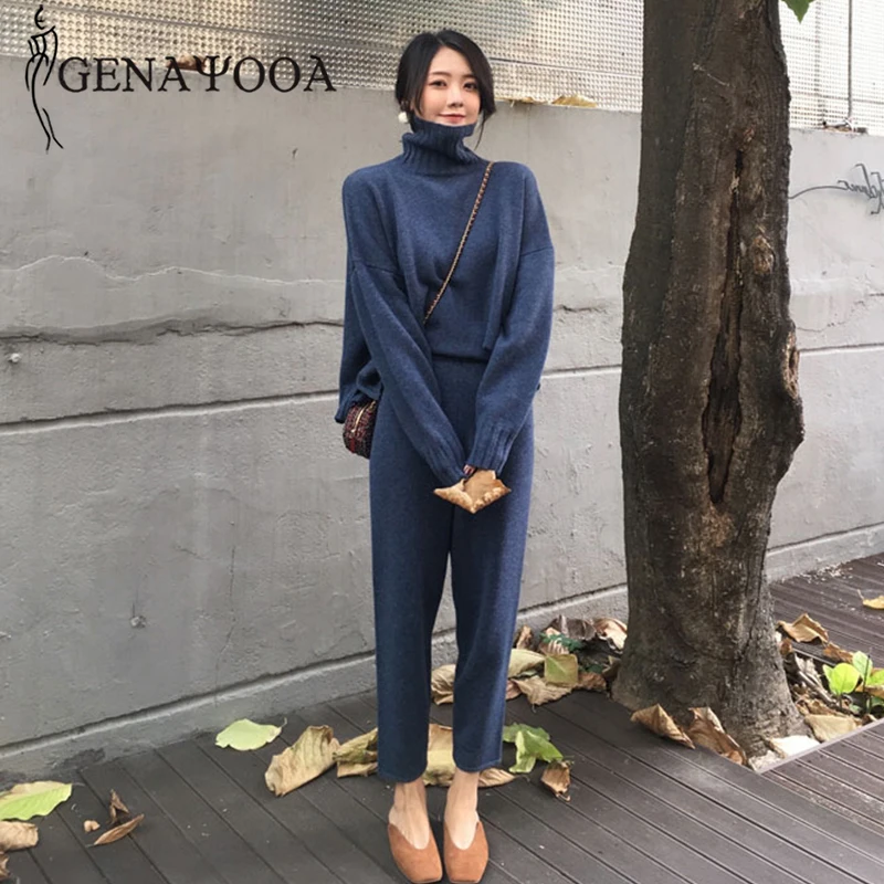 

Genayooa 2019 women two piece suits long sleeve two piece set top and pants casual loose 2 piece set female winter suits