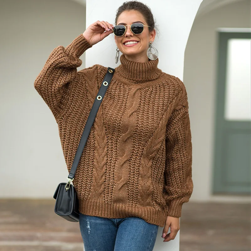 

Women Autumn Winter Turtle Neck Sweater Thick Knitting Long Sleeve Warm Pullover Pull Femme Manche Longue Ez*