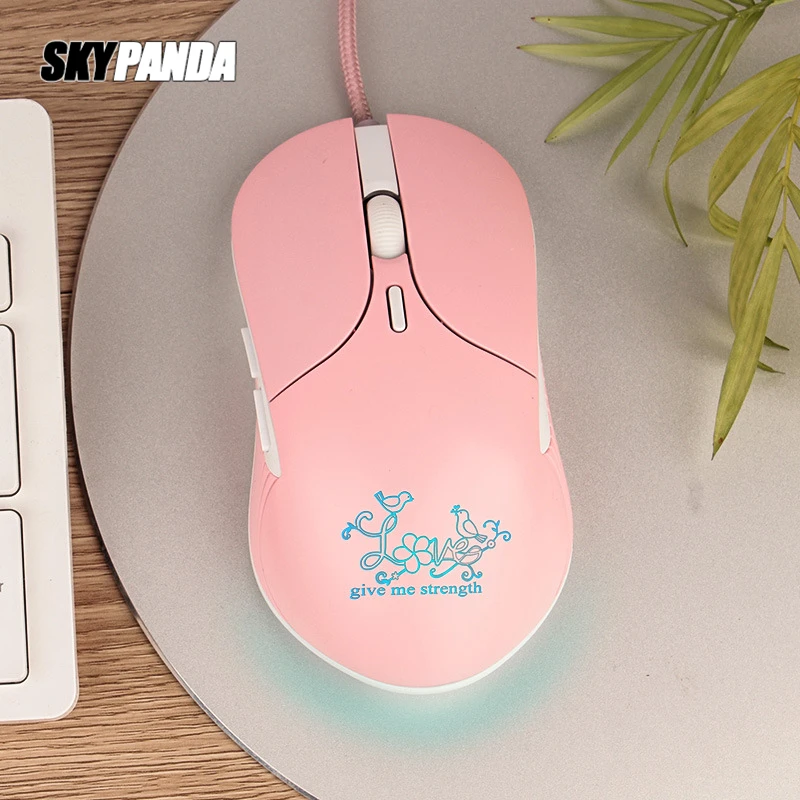 

Girl Gaming Mouse 2400dpi Colorful Backlight Stylish Mice 4 Level DPI Wired Women Pink Mouse