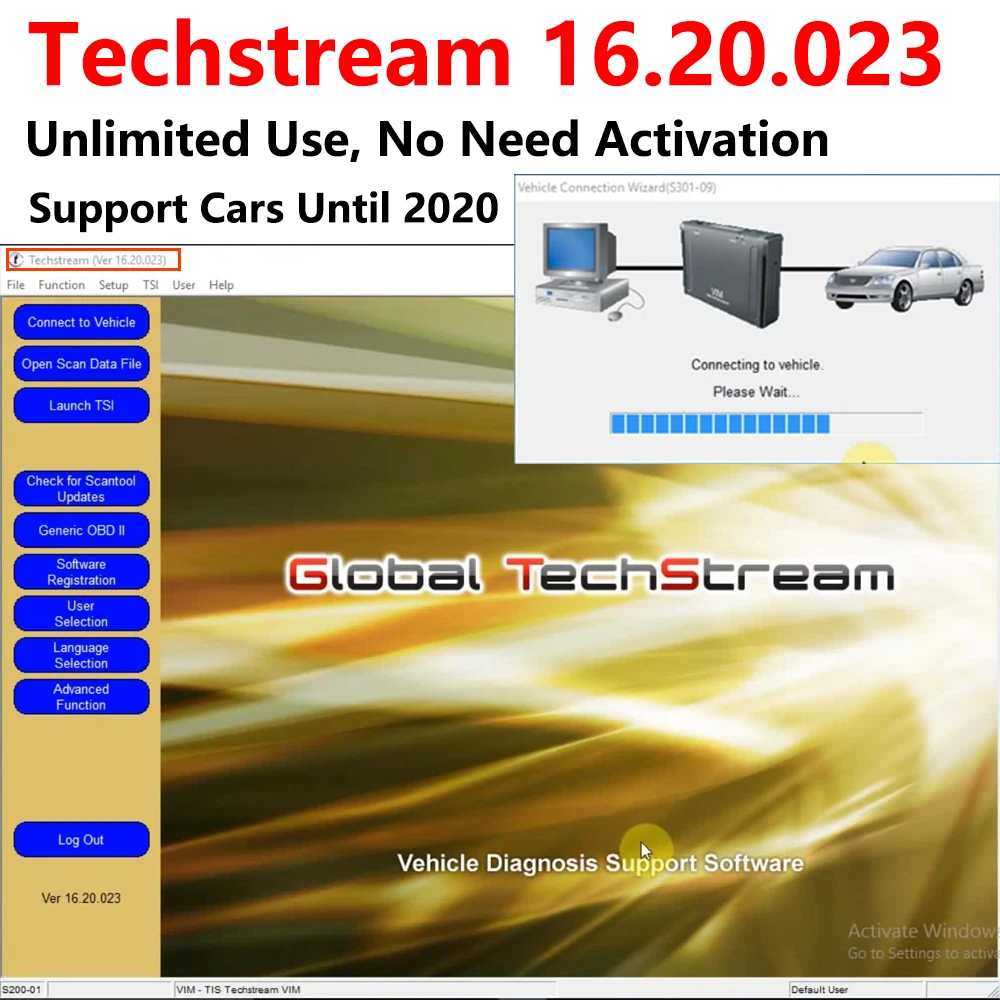 Мини-VCI V16.20.023 и V16.00.017 для TOYOTA TIS Techstream V15.00.028 MINI-VCI программное обеспечение