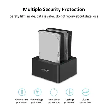 

ORICO Dual Bay 2 Bay SATA to USB 3.0 External Hard Disk Drive Docking Station for 2.5/3.5 inch SSD HDD