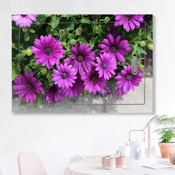 

40cmx30cm Purple flower pattern meter box distribution box tile refrigerator wardrobe cabinet sliding door PVC wall sticker