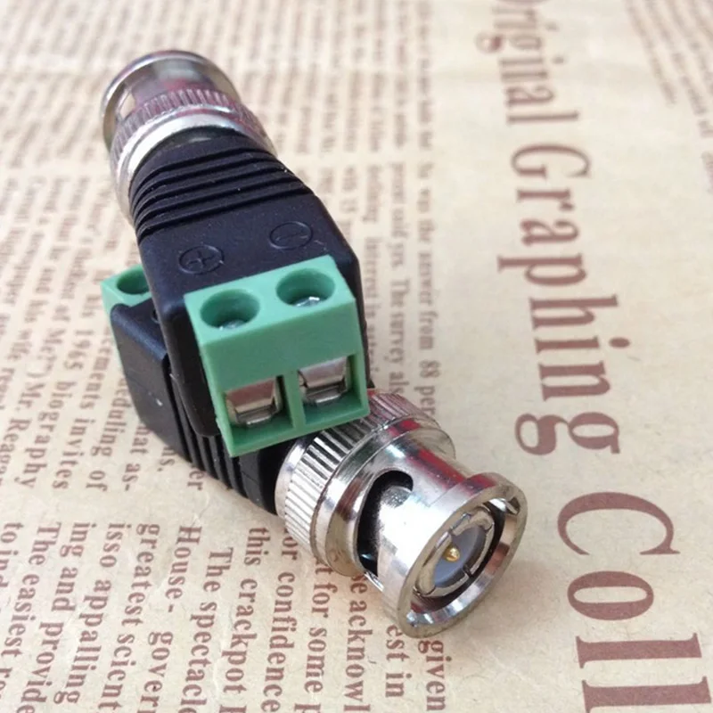 

Cable Lead Connector Cord Camera Male Coax CAT5 To Coaxial CCTV Video Balun BNC Adapter 10X Kits Parts