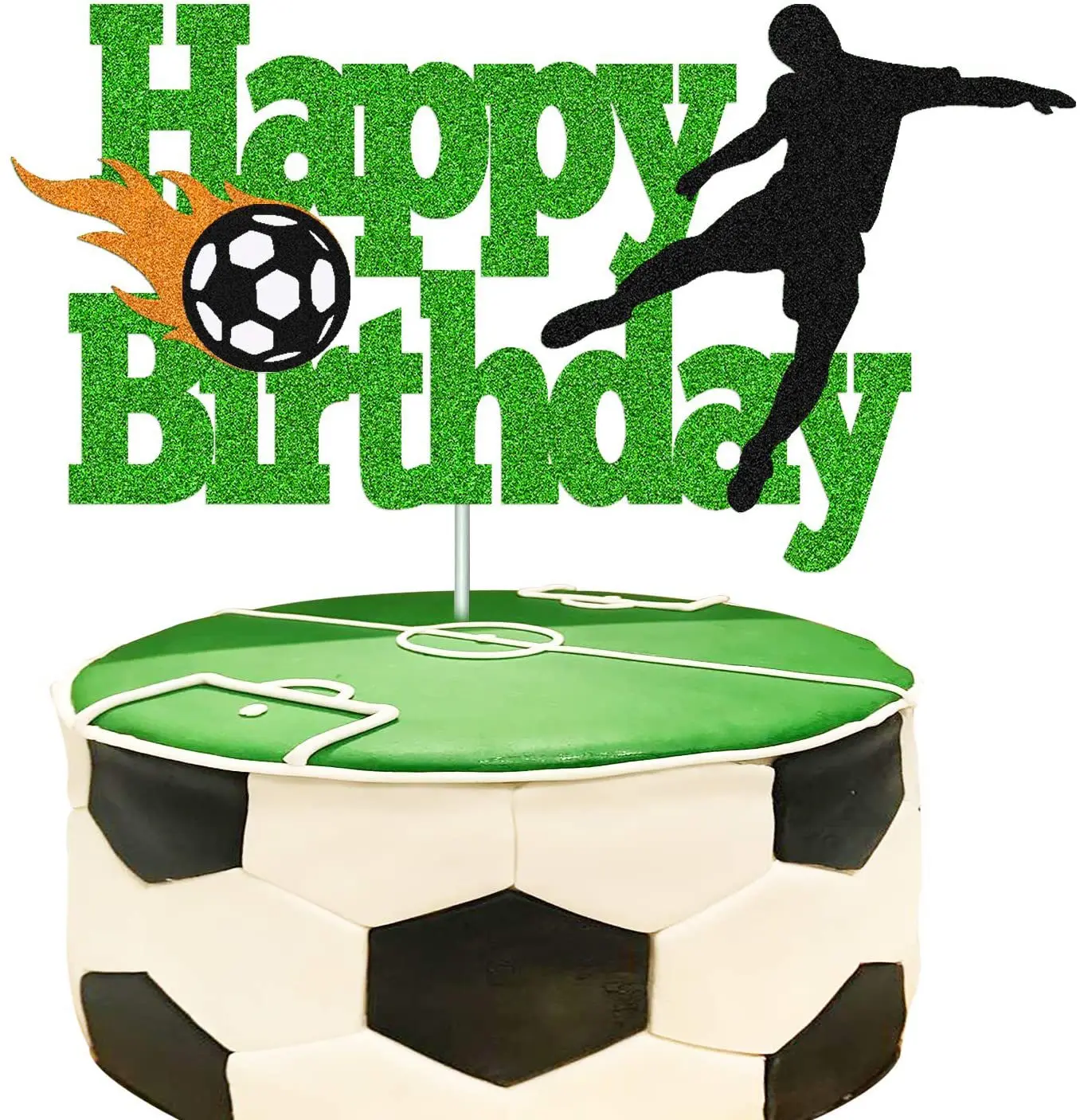 Football Cake Topper Boy Girl Soccer Happy Birthday Cupcake Toppers Party Dessert Wedding Decoration Baby Shower Baking Supplies