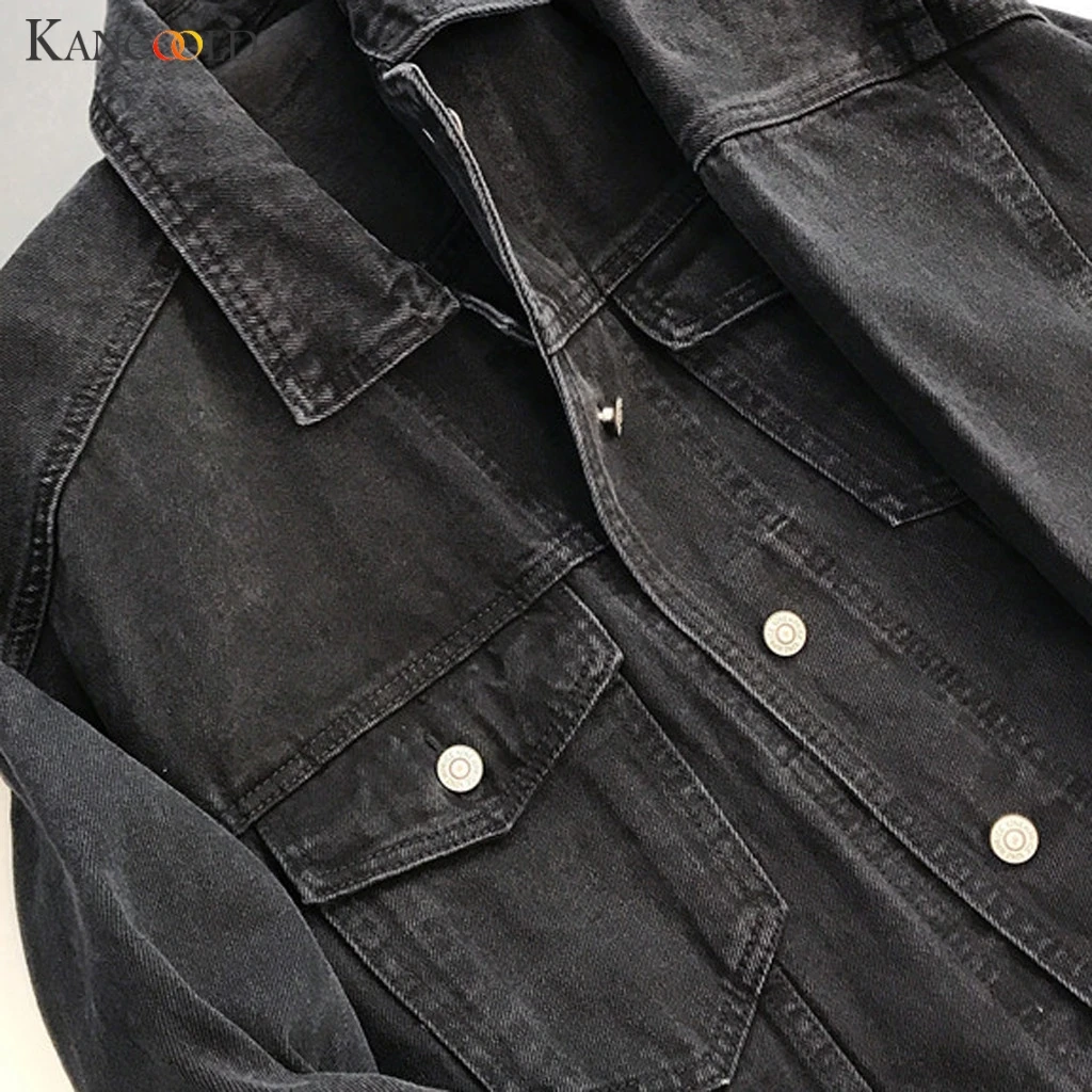 KANCOOLD/черная куртка высокого качества, свободная джинсовая куртка, зимняя ковбойская одежда на пуговицах, пальто, синее повседневное пальто, джинсовая женская куртка, 09