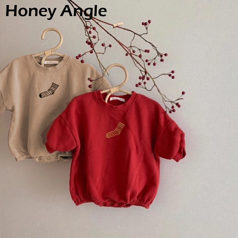 Honey Angle/весенне-осенние комбинезоны для мальчиков и девочек, хлопковые Ползунки с длинными рукавами, одежда в Корейском стиле для малышей, одежда для альпинизма(без шапки