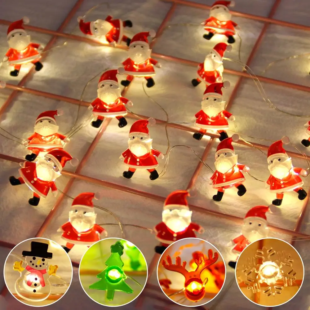 

QIFU Santa Claus Christmas LED String Lights Garland Decorative Fairy Lights Christmas Deocr for Home Holiday Lighting Navidad