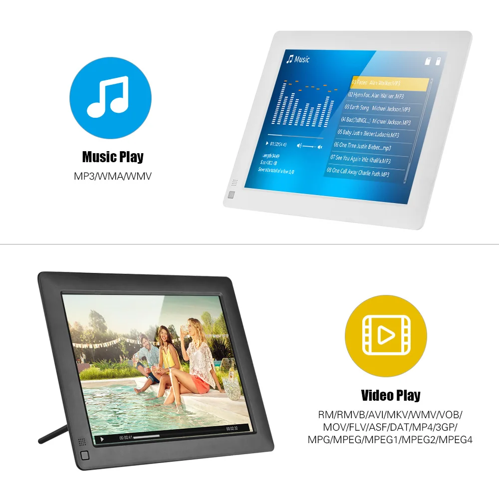 Andoer " ультра-тонкий IPS-LCD цифровая фоторамка Настольный альбом 1280*800 фото/музыка/видео/Календарь/Будильник+ 8 Гб карта дистанционного управления