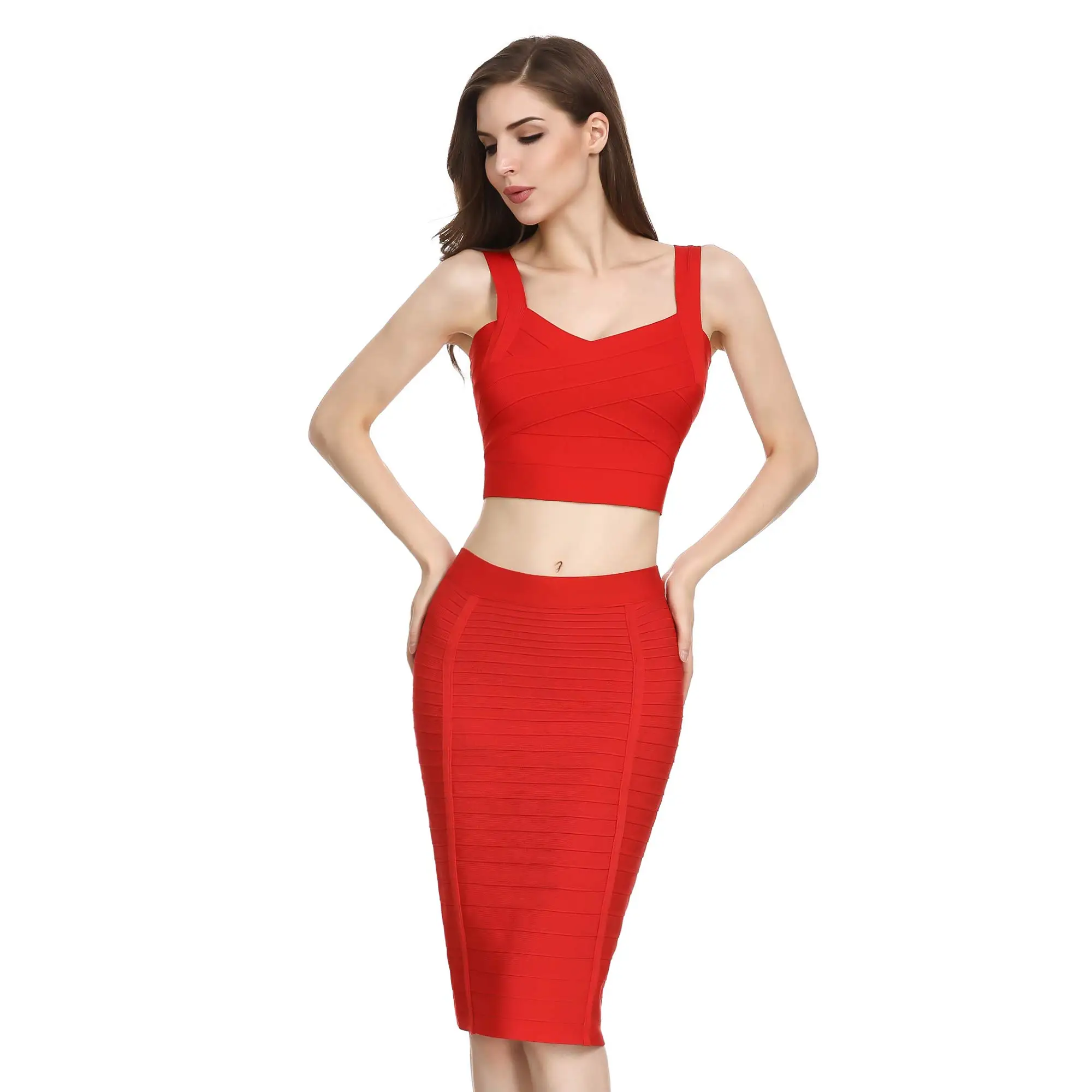 black pleated skirt High Waist New Fashion 2018 Sexy Ladies Pencil Knee Length Bandage Bodycon Skirt Red Striped zipper office lady wear long skirts for women