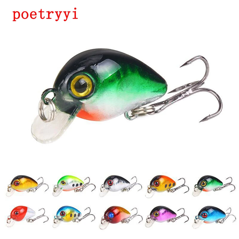 

10color wobllers frishing lures 3cm 1.6g mini crankbait black minnow pike lure crank bait fising leurre hard baits accessories