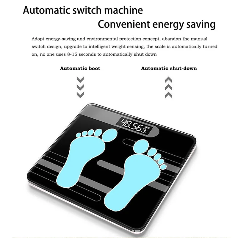 Дешево Новые напольные весы для ванной комнаты, стеклянные умные электронные весы, зарядка через usb, ЖК дисплей, взвешивание тела, цифровые весы для...