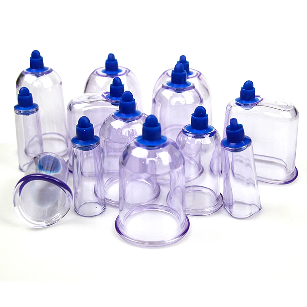 13 Vacuum Cups Cans + 1 Pull Pump Strong Suction Acupuncture Jars Set Massage Sucker Chinese Therapy Detoxification Health Care