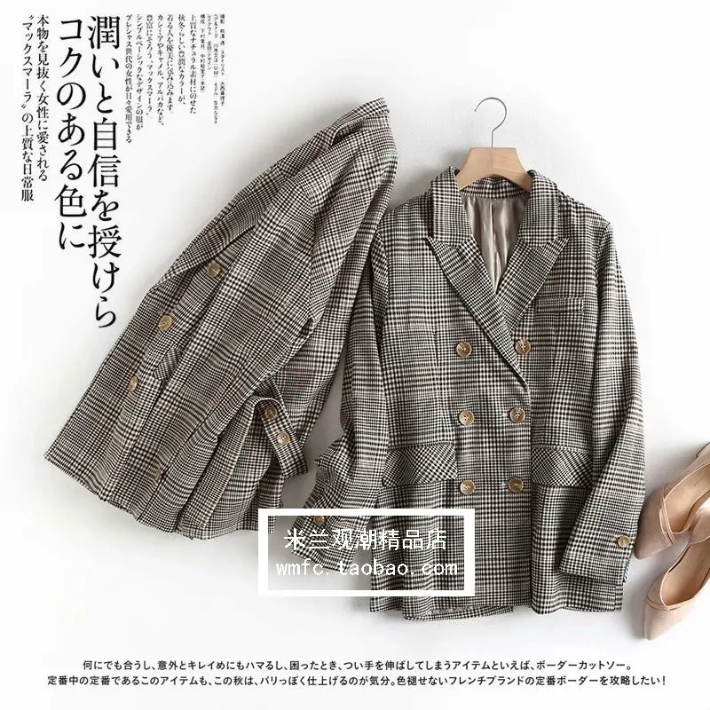 

A Generation of Women's Korean-style Loose-Fit Mid-length Woolen Short-height Plaid Suit Jacket Entity