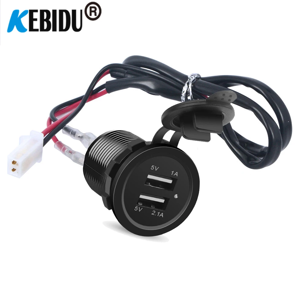 KEBID 12V Dual USB Port Car Charger Socket Plug Cigarette Lighter Outlet  For Auto Boat Waterproof Mobile Phone Charging Adapter