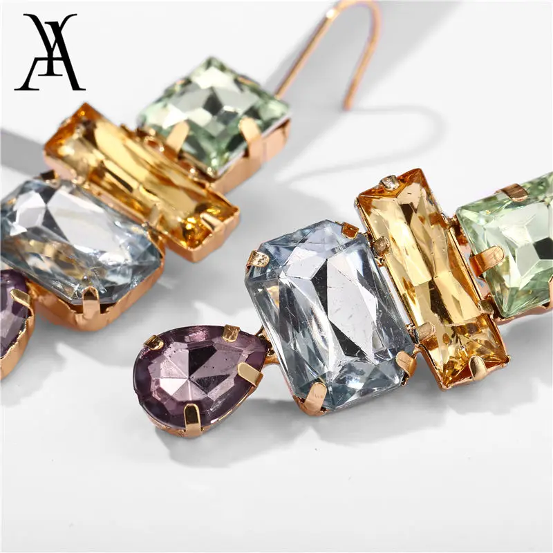 Модные геометрические серьги с синими кристаллами висячие для женщин стразы