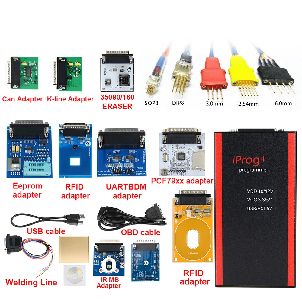 2022 V87 Iprog+ Key Programmer Support IMMO + Reset Iprog Pro Till 2019 with 11 adapter with free shipping engine temperature gauges Diagnostic Tools