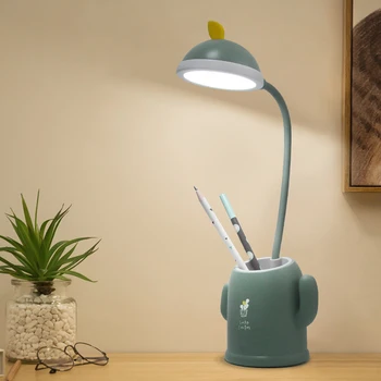 

1200mA Multiuse Cactus Flexible LED Desk Lamp USB Charging Touch Switch Table Light Student Night Light with Pen Storage Holder
