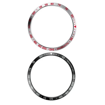 

JABS 2Pcs for Samsung Galaxy Watch 46Mm Smart Watch Bezel Ring Adhesive Cover Anti Scratch Metal Ring - Silver + Red & Black