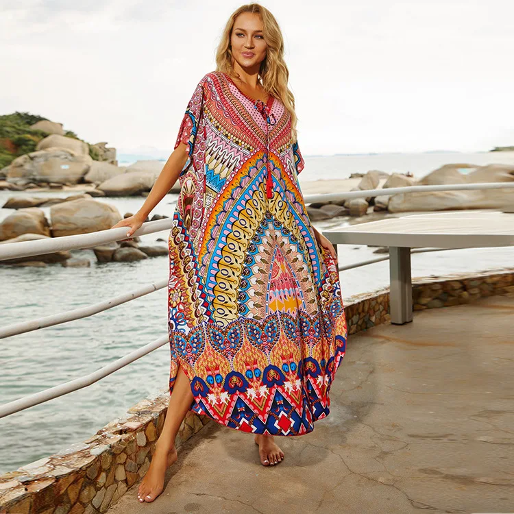 Loose Beach Cover Up Kaftans Sarong Bikini Cover Ups Abito Da Spiaggia Pareos Costume Da Bagno Cover Up Donna Swim Wear Tunica Da Spiaggia