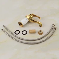 สไตล์ยูโรวัสดุทองเหลืองชุบทองสีขาวเซรามิคเพชรอ่างล้างหน้าก๊อกติดตั้งก๊อกน้ำ M1005 6