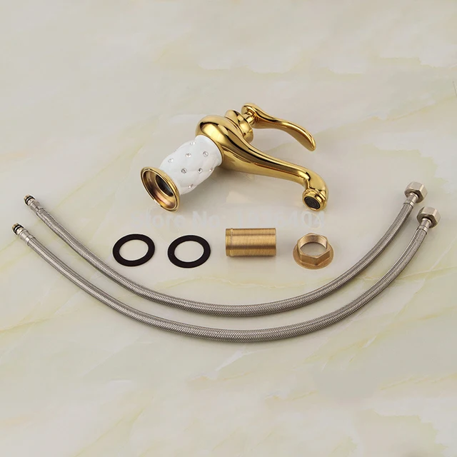 สไตล์ยูโรวัสดุทองเหลืองชุบทองสีขาวเซรามิคเพชรอ่างล้างหน้าก๊อกติดตั้งก๊อกน้ำ M1005 6 สไตล์ยูโรวัสดุทองเหลืองชุบทองสีขาวเซรามิคเพชรอ่างล้างหน้าก๊อกติดตั้งก๊อกน้ำ M1005 6