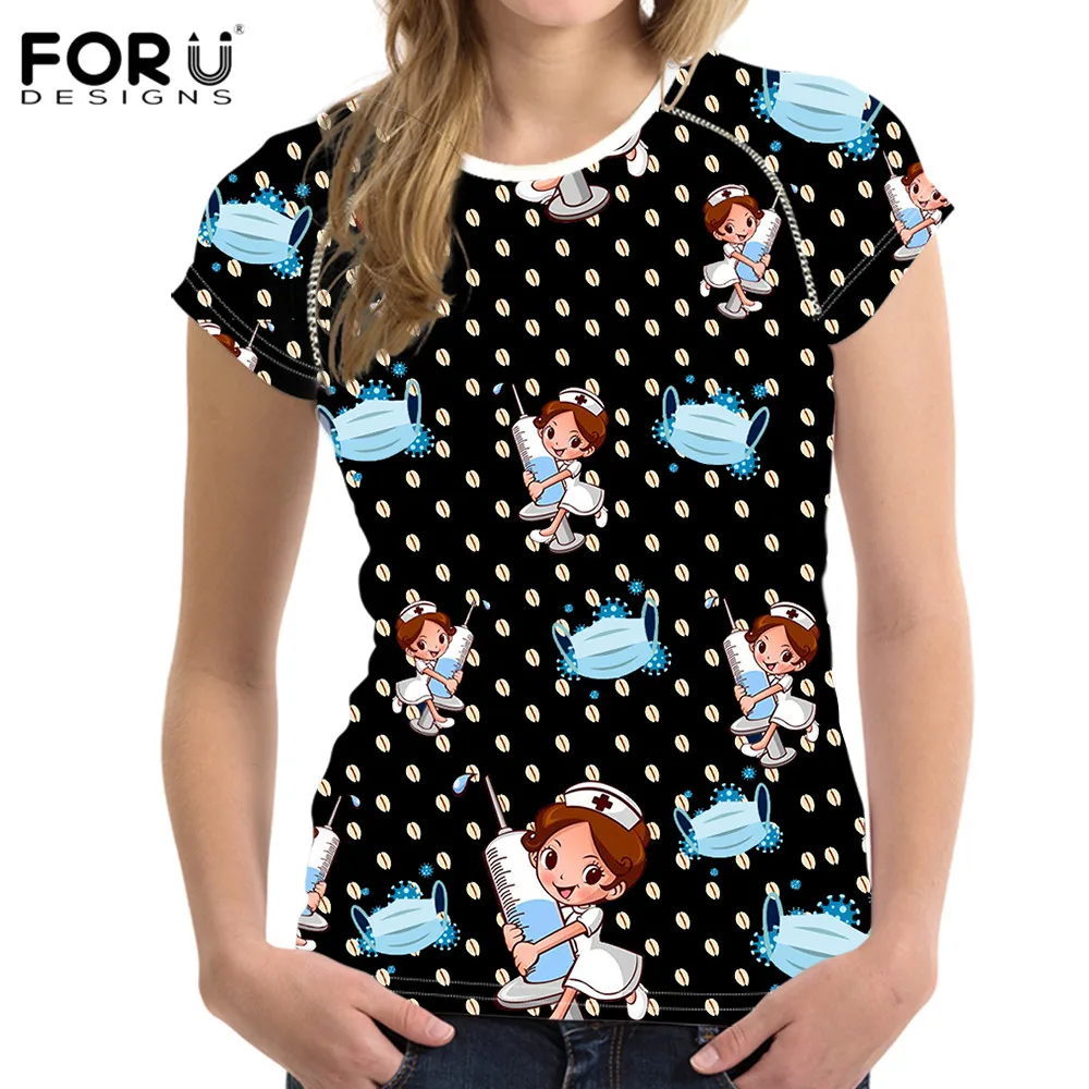Женская футболка с коротким рукавом FORUDESIGNS летняя Мягкая дышащая мультяшным