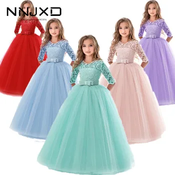 

Kids Bridesmaid Lace Girls Dress For Wedding and Party Dresses Evening Christmas Girl long Costume Princess Children Fancy 6 14Y