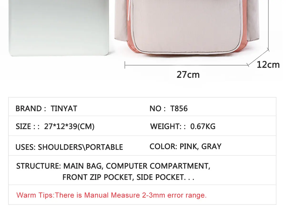 TINYAT рюкзак женский корейский Однотонный женский рюкзак для путешествий mochila feminina mujer Водонепроницаемый Школьный рюкзак для ноутбука сумки для девочек-подростков