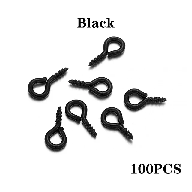 100-200pcs Small Tiny Mini Eye Pins Eyepins Hooks Eyelets Screw Threaded Gold Clasps Hooks Jewelry Findings For Making DIY Black100
