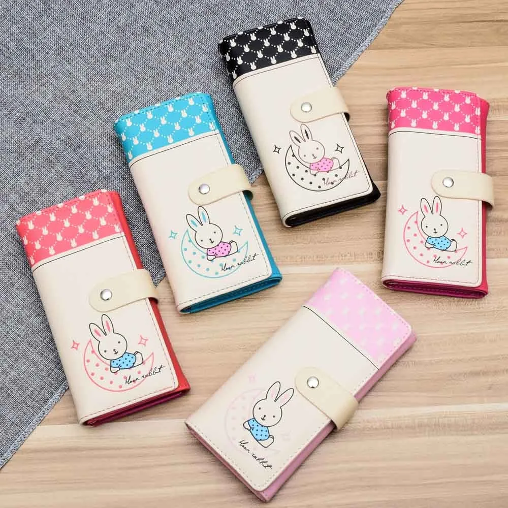Модные женские кошельки с милым рисунком Kawaii, луна, кролик, молния, кошелек для монет, Женский Длинный кошелек, держатель для карт, Прямая поставка 815
