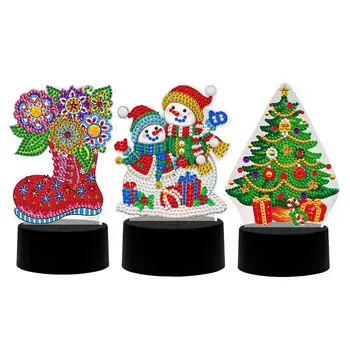 

Christmas Night Light Rhinestone Painting Touch Dimming Lamp