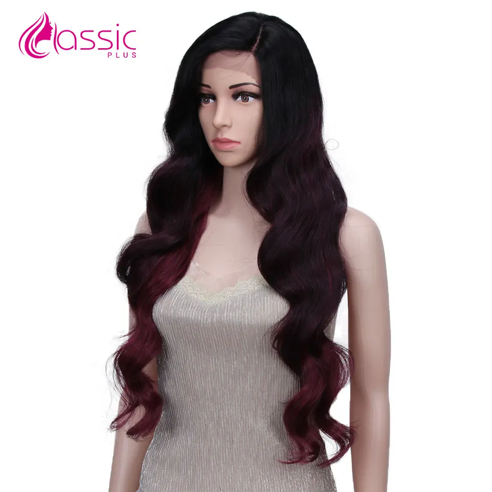 Classic Plus Synthetic Lace Front Wig Wavy 28 inch Long wavy african american Synthetic Wigs For Black Women 3 Color Free Ship