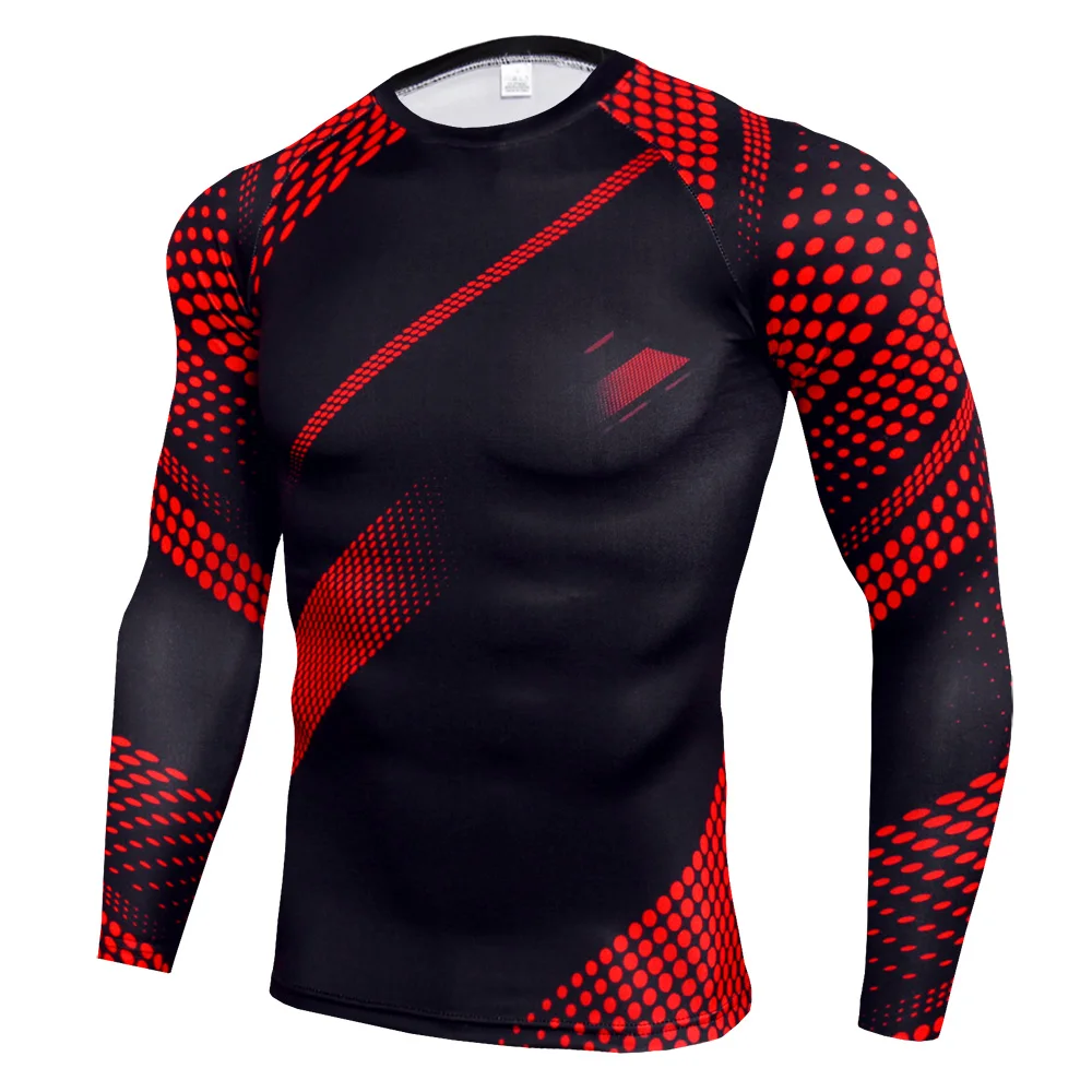 Для мужчин s беговая компрессия рубашка тренажерный зал, бодибилдинг, Фитнес футболка с длинным рукавом спортивная одежда футболка мужские облегающие Рашгард ММА