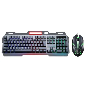 

Keyboard Gaming Computer Game Wired Keyboard Mouse Set Metal Sense Luminous Keyboard for Games-L04