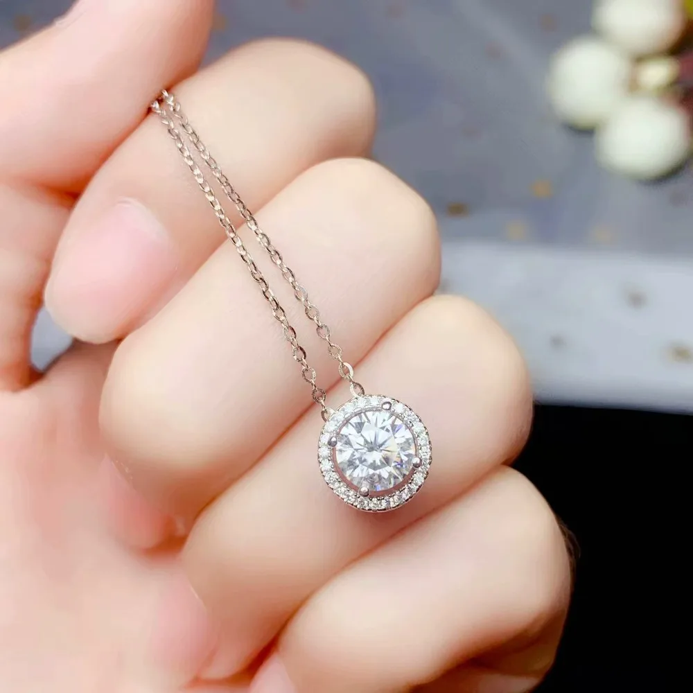 Ожерелье moissanite, драгоценный камень 0,8 карат, D. VVS1, серебро 925 пробы, популярное колье. Бриллиантовое ожерелье