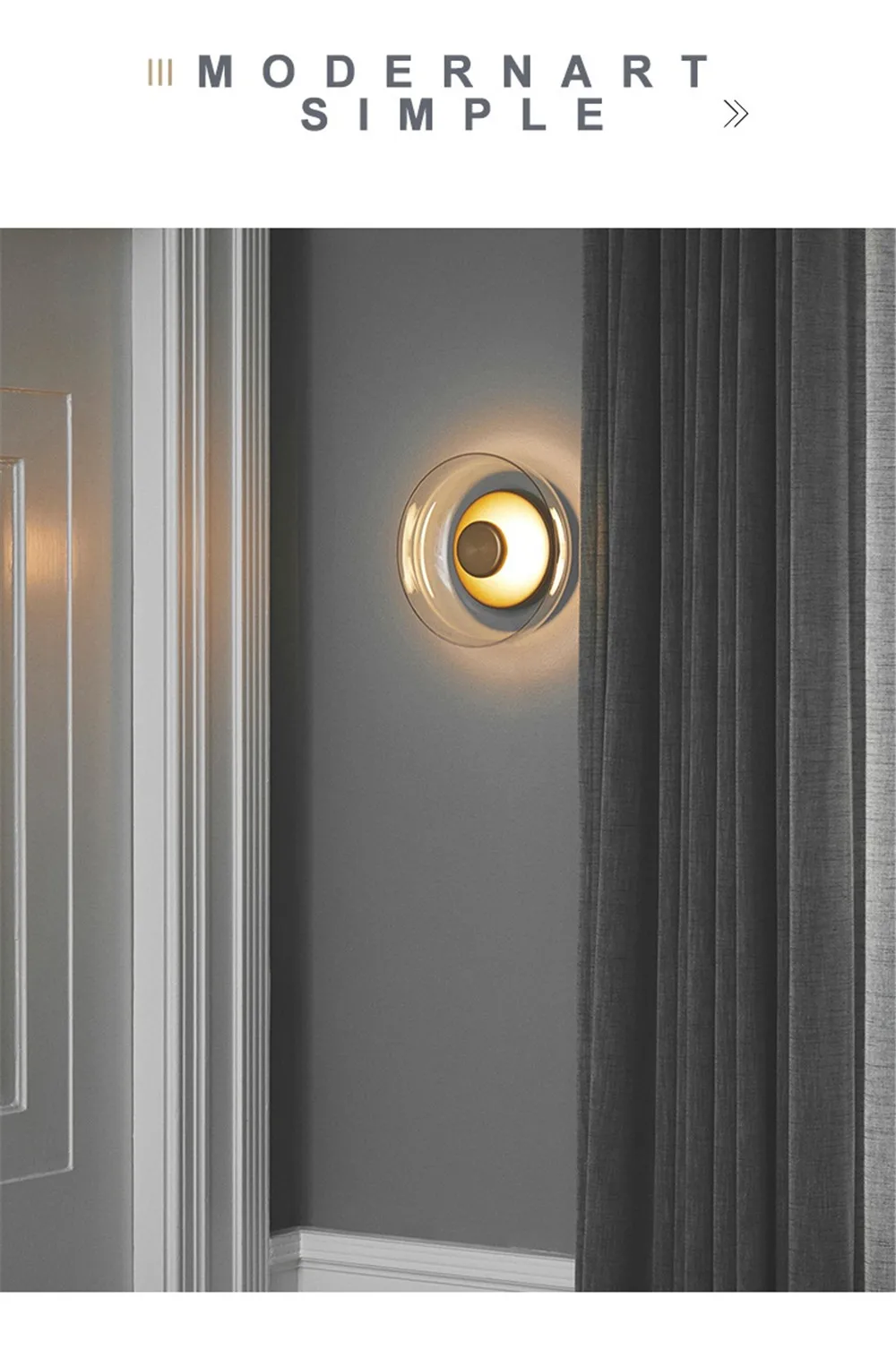 Nordic Design Modern LED Wall Light Loft Decor Sconce Wall Lights Iron Glass Round Bedside Wall Lamp Home Lighting Luminaire (2)