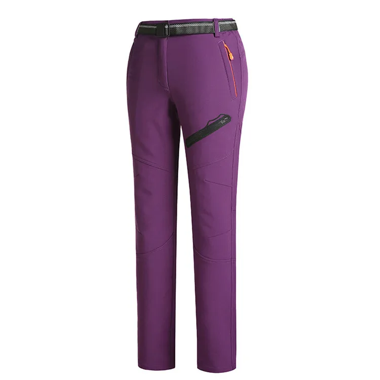 Women Purple Mountainskin для женщин и мужчин толстые теплые флисовые софтшелл брюки ветрозащитный Открытый рыбалка кемпинг походные лыжные брюки бренд VA617 - Цвет: Women Purple